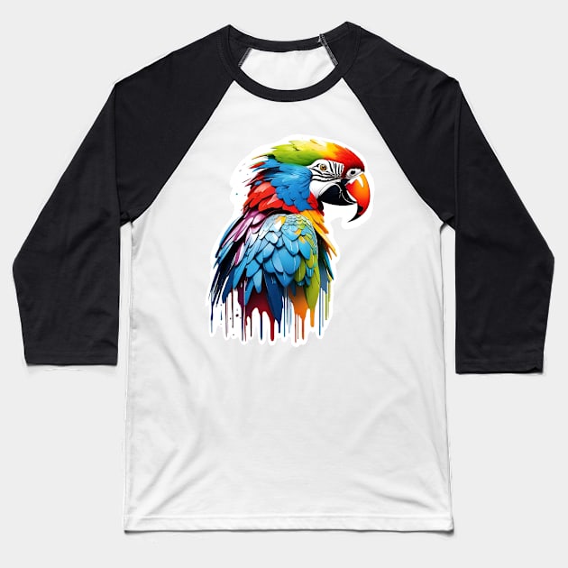 Parrot Head Dripping Rainbow Graffiti Baseball T-Shirt by VictoriaLehnard